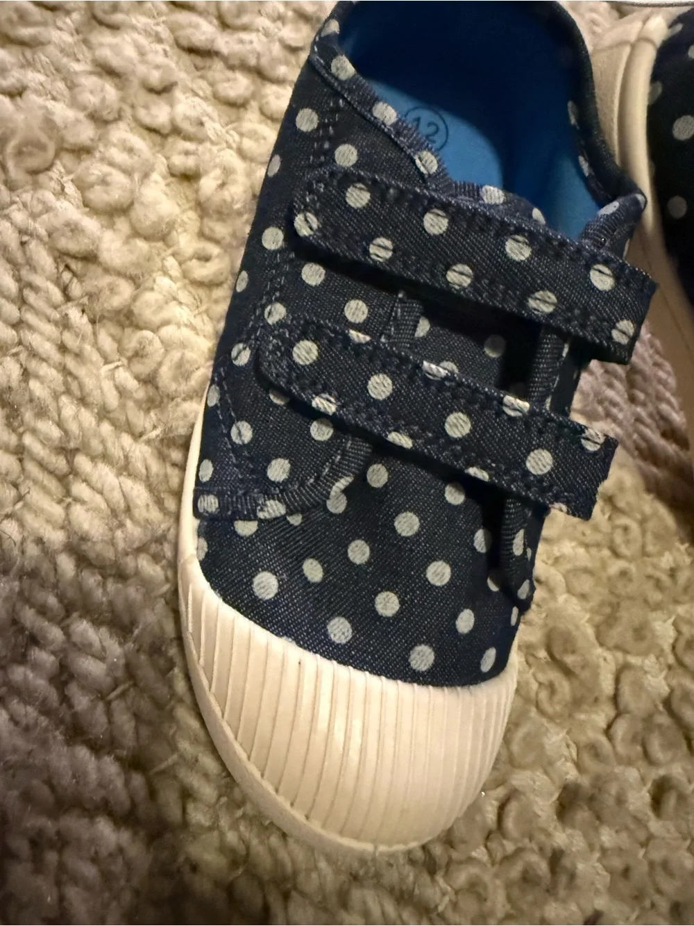 Cat & Jack Navy Polka Dot Velcro Sneakers for Kids 12t 12c denim nwt hook loop